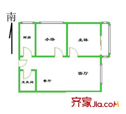海户西里34号院 2室 户型图