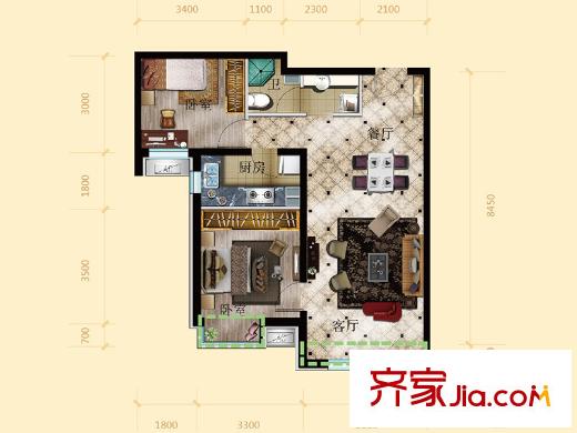 三利中和城D戶型 2室2廳1衛(wèi)1廚