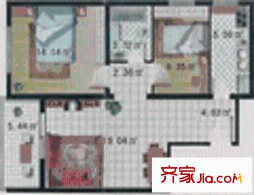 慧时欣园一期户型图2室1厅1卫1厨