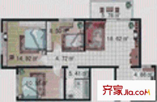 慧时欣园一期户型图3室1厅1卫1厨
