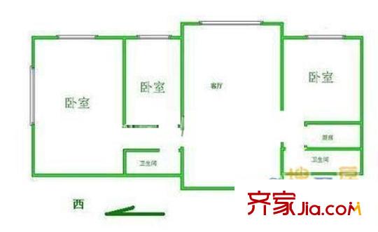 金容苑户型图户型图 3室1厅2卫1厨