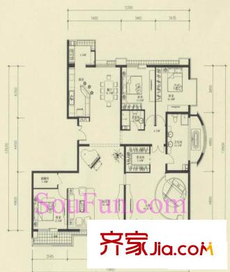 本家润园户型图户型图 4室2厅2卫1厨
