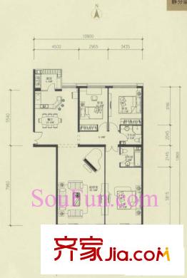 本家润园户型图户型图 3室2厅2卫1厨