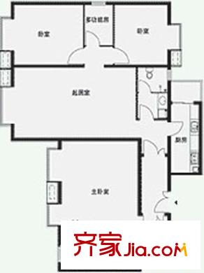 空港米兰花园户型图户型图 3室1厅2卫1厨