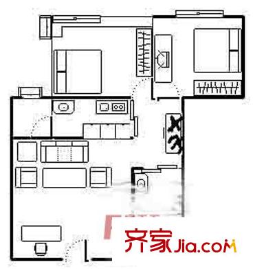 宣武門東大街戶型圖戶型圖 2室1廳1衛(wèi)1廚