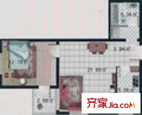 慧时欣园一期户型图1室1厅1卫1厨