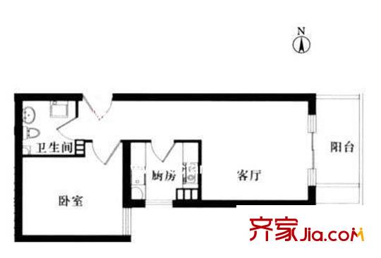 明月嘉园户型图户型图 1室1厅1卫1厨