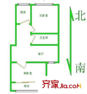 宏大家园户型图户型图 2室1厅1卫1厨