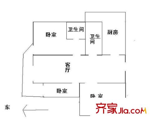 北新桥三条 3室 户型图