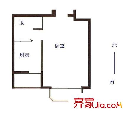 明月嘉园户型图户型图 1室1厅1卫1厨