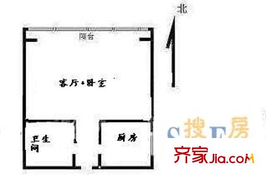 明月嘉园户型图户型图 1室1厅1卫1厨