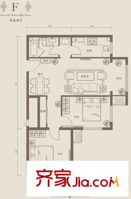 塞纳维拉永定华庭户型图F户型图 2室2厅1卫1厨