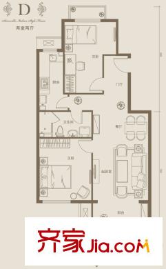塞纳维拉永定华庭户型图D户型图 2室2厅1卫1厨