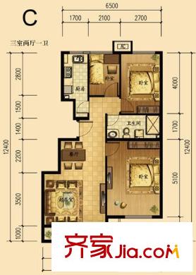 保利西山林語(yǔ)戶型圖C戶型圖 2室2廳1衛(wèi)1廚