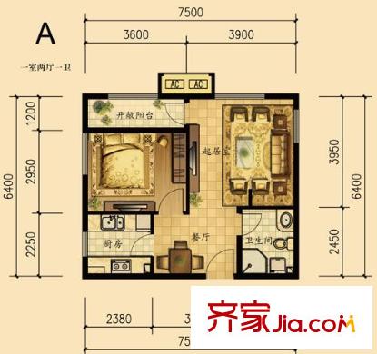 保利西山林語(yǔ)戶型圖A戶型圖 1室1廳1衛(wèi)1廚