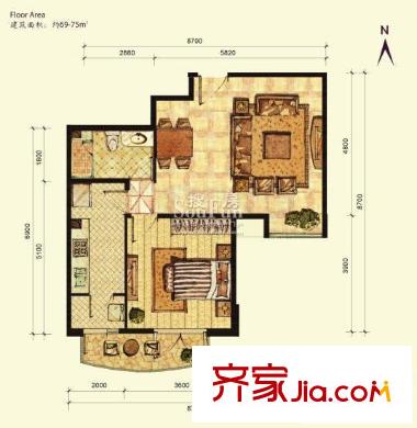 保利西山林語(yǔ)戶型圖a戶型 1室1廳1衛(wèi)1廚