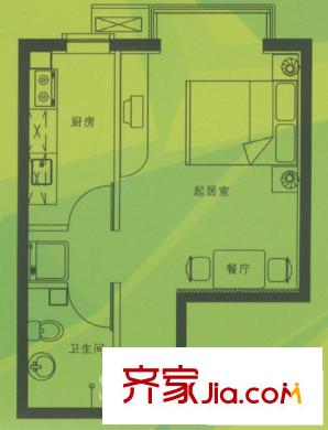 新新天第户型图户型图 1室1厅1卫1厨