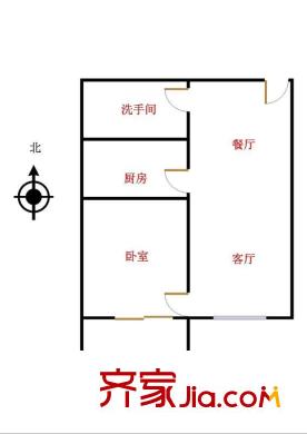 马坡花园户型图户型图 1室1厅1卫1厨