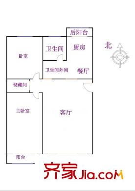 马坡花园户型图户型图 2室2厅1卫1厨