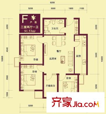 保利西山林語(yǔ)戶型圖02戶型圖 3室2廳1衛(wèi)1廚