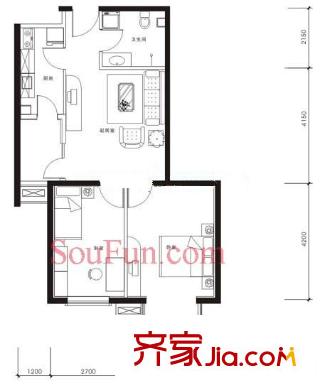 新新天第户型图03户型 2室1厅1卫1厨