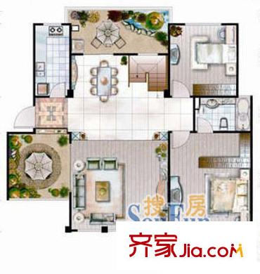 上海 虬龙公寓2室 户型图