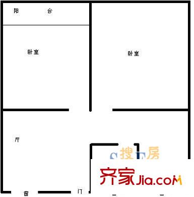 上海 虬龙公寓2室 户型图