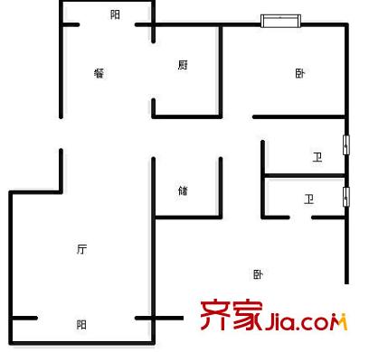 海虹新村 3室 户型图
