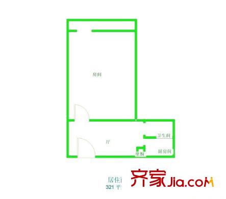 海虹新村 1室 户型图