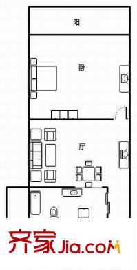 垦业小区户型图户型图 1室1厅1卫1厨