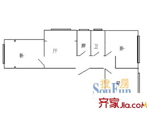 上海 虬龙公寓3室 户型图