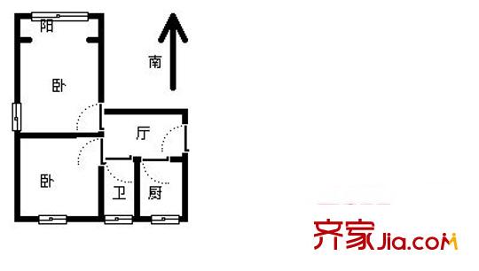 金橋橫街小區(qū) 2室 戶型圖