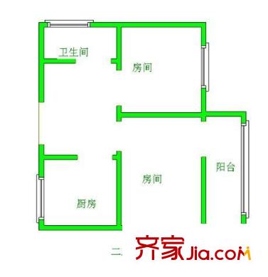海虹新村 2室 户型图