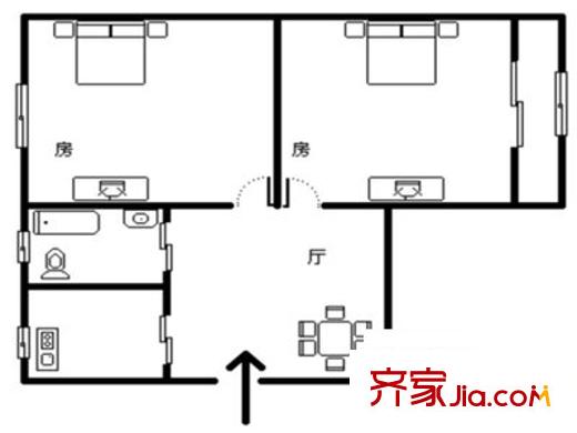 金橋橫街小區(qū) 2室 戶型圖
