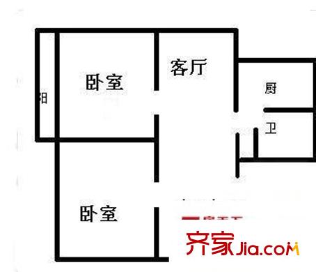 金橋橫街小區(qū) 2室 戶型圖