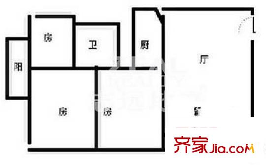 淡水公寓户型图户型图 3室2厅2卫1厨