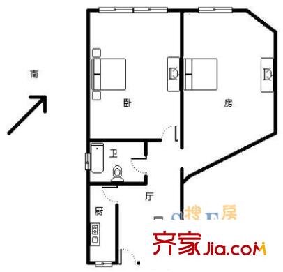 上海 大连小区 2室 户型图