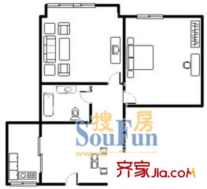 上海 大连小区 1室 户型图