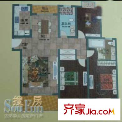 申润江涛苑户型图3室2厅2卫1厨