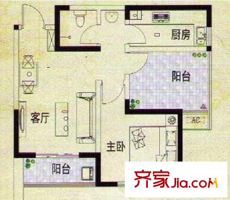 丽江佳苑 1室 户型图