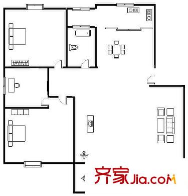 博捷名苑戶型圖戶型圖 2室2廳1衛(wèi)1廚
