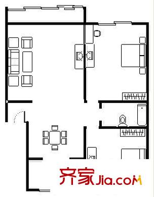 博捷名苑戶型圖戶型圖 2室2廳1衛(wèi)1廚