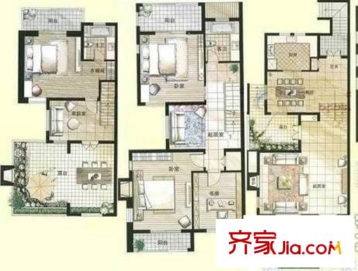 博捷名苑戶型圖戶型圖 4室3廳3衛(wèi)1廚