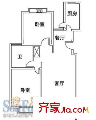 申润江涛苑户型图2室2厅1卫1厨