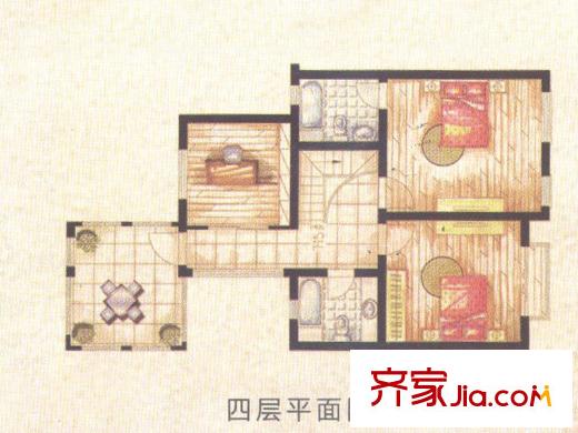 东方马德里户型图叠加户型四层 2室2厅3卫1厨