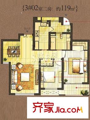 复城国际3#02室两房户型