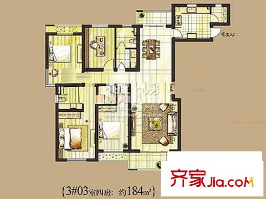 复城国际3*03室四房户型