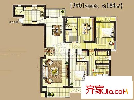 复城国际3*01室四房户型