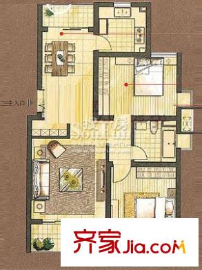 复城国际4#01室二房户型