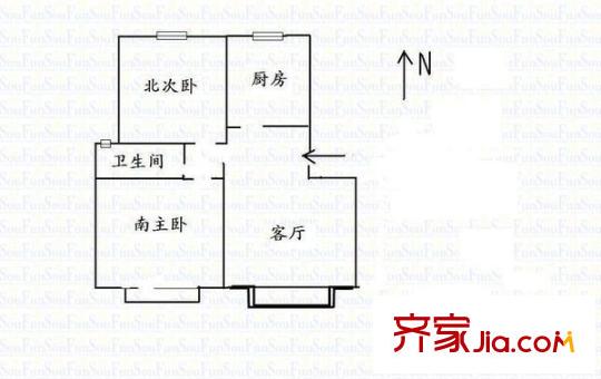 唐豐苑戶型圖戶型圖 2室2廳1衛(wèi)1廚